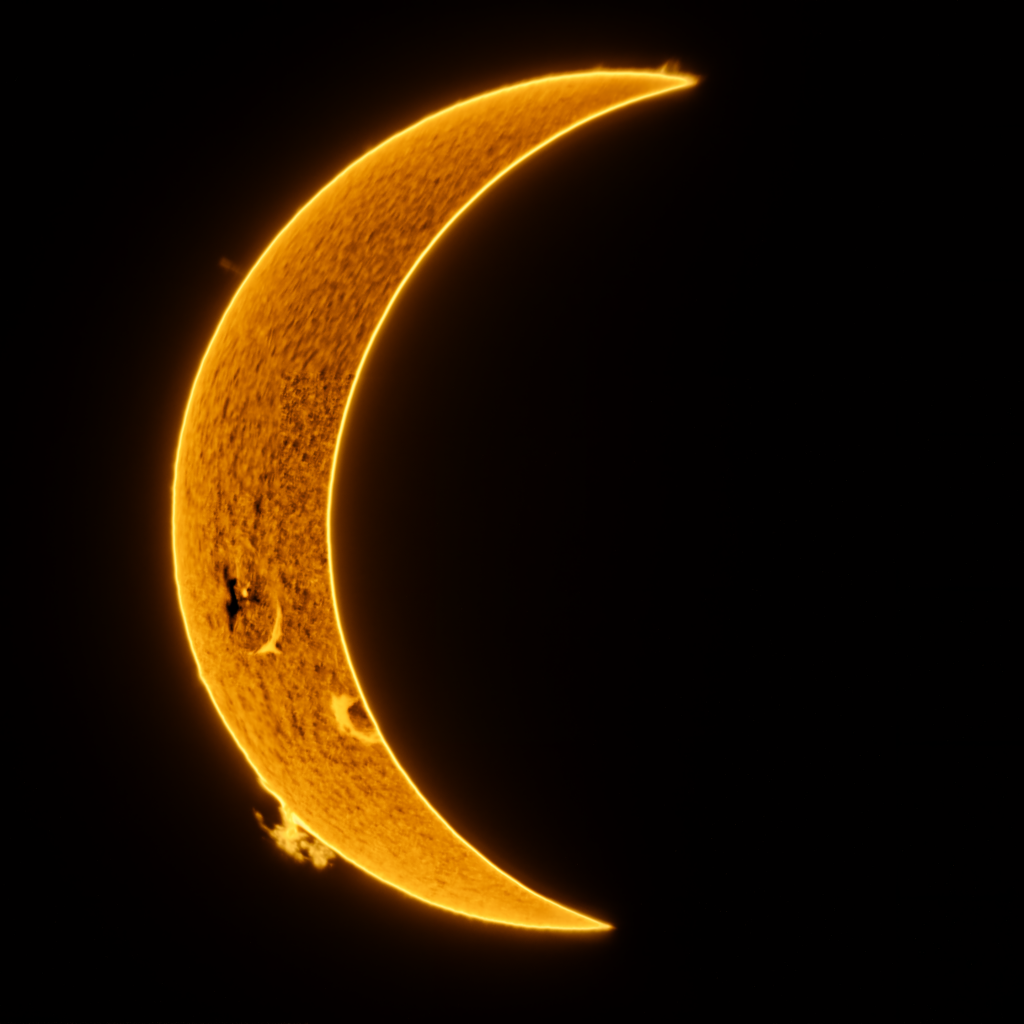 Partielle Sonnenfinsternis am 12. August 2026 über Tux, Sonne zu 78 % vom Mond bedeckt